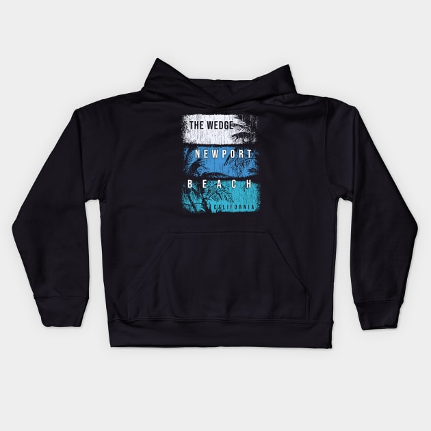 The Wedge Newport Beach California Brush Strokes and Palms Kids Hoodie by PacPrintwear8